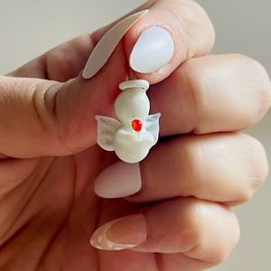 Guardian Angel milk glass pendant